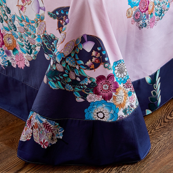 91家纺网 家纺一手货源 找家纺 雲归梦 活性大版全棉四件套床单款韵味