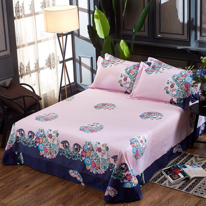 91家纺网 家纺一手货源 找家纺 雲归梦 活性大版全棉四件套床单款韵味