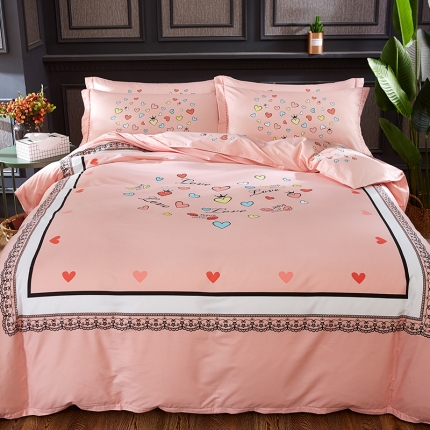 91家纺网 家纺一手货源 找家纺 （总）雲归梦 活性大版全棉四件套床单款