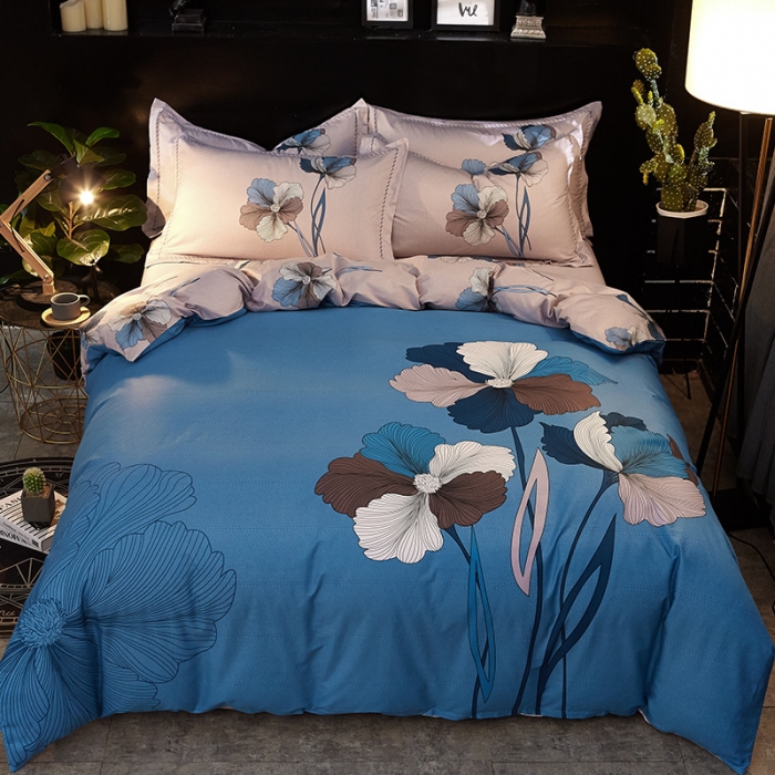 91家纺网 家纺一手货源 找家纺 雲归梦 活性大版全棉四件套床单款 出水芙蓉