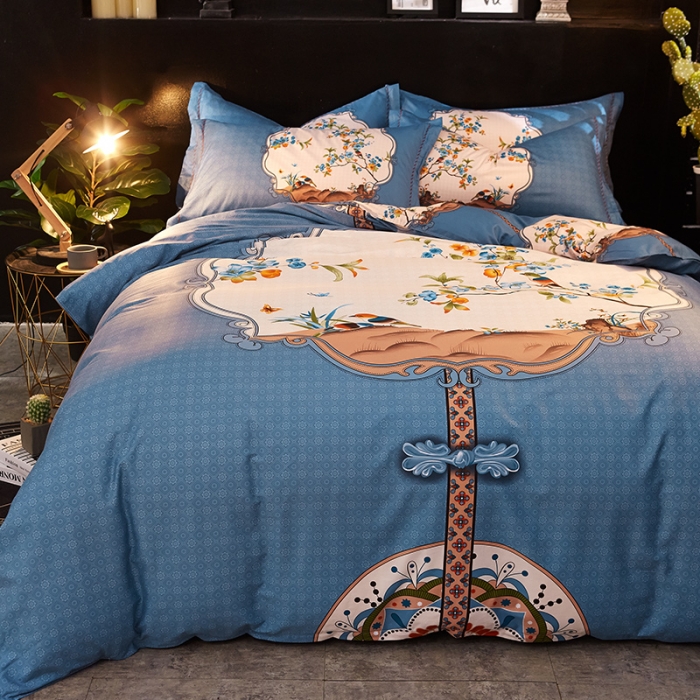 91家纺网 家纺一手货源 找家纺 雲归梦 活性大版全棉四件套床单款 欢天喜地