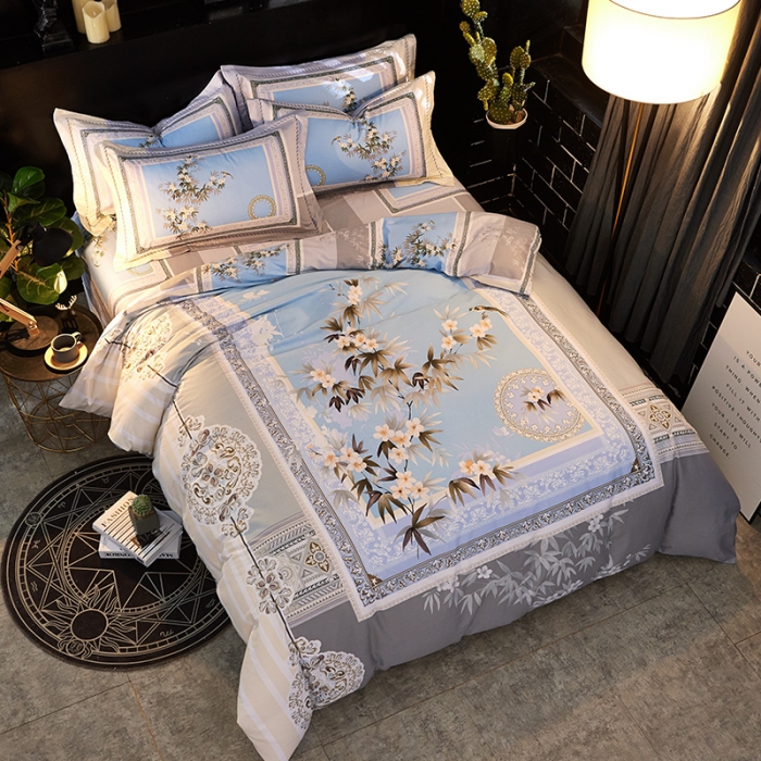 91家纺网 家纺一手货源 找家纺 雲归梦 活性大版全棉四件套床单款 兰亭序