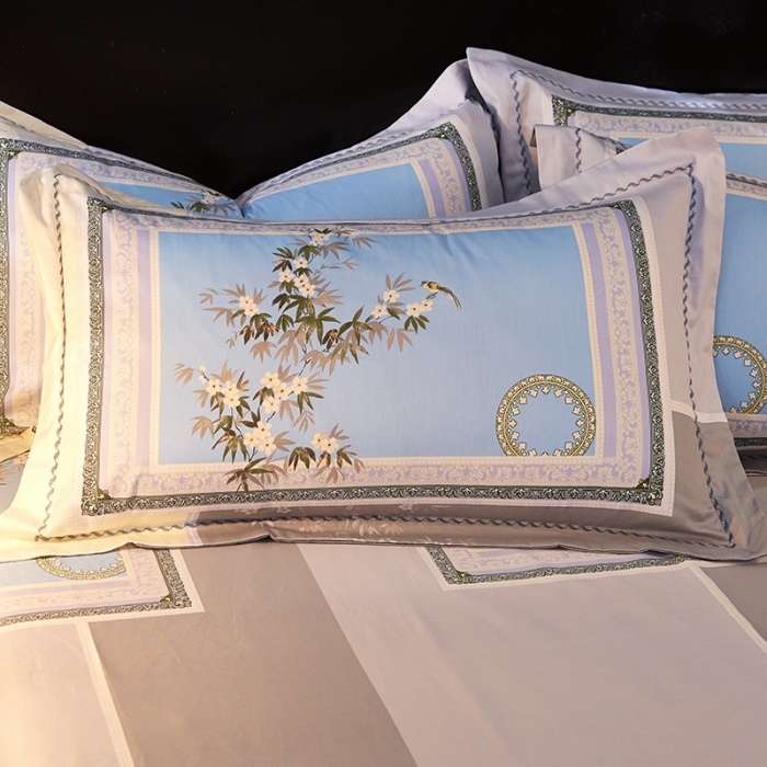 91家纺网 家纺一手货源 找家纺 雲归梦 活性大版全棉四件套床单款 兰亭序