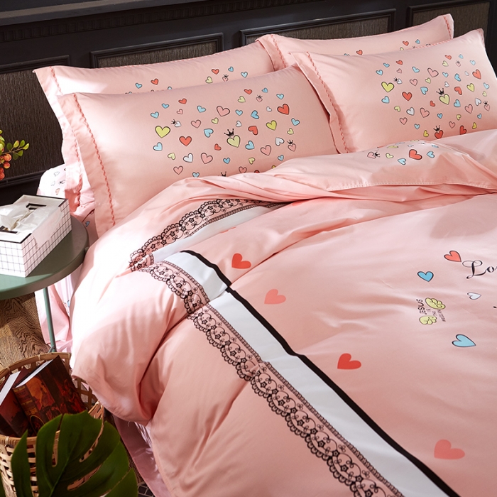 91家纺网 家纺一手货源 找家纺 雲归梦 活性大版全棉四件套床单款 恋恋不舍