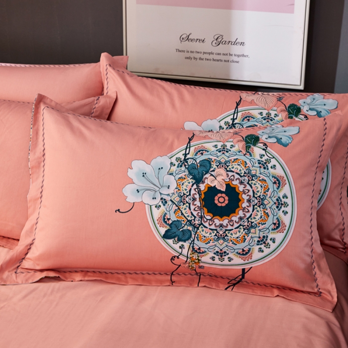 91家纺网 家纺一手货源 找家纺 雲归梦 活性大版全棉四件套床单款 夕月幽窗