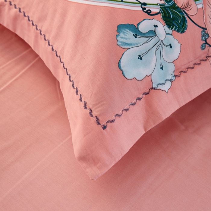 91家纺网 家纺一手货源 找家纺 雲归梦 活性大版全棉四件套床单款 夕月幽窗