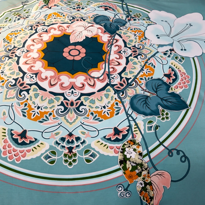 91家纺网 家纺一手货源 找家纺 雲归梦 活性大版全棉四件套床单款 夕月幽窗