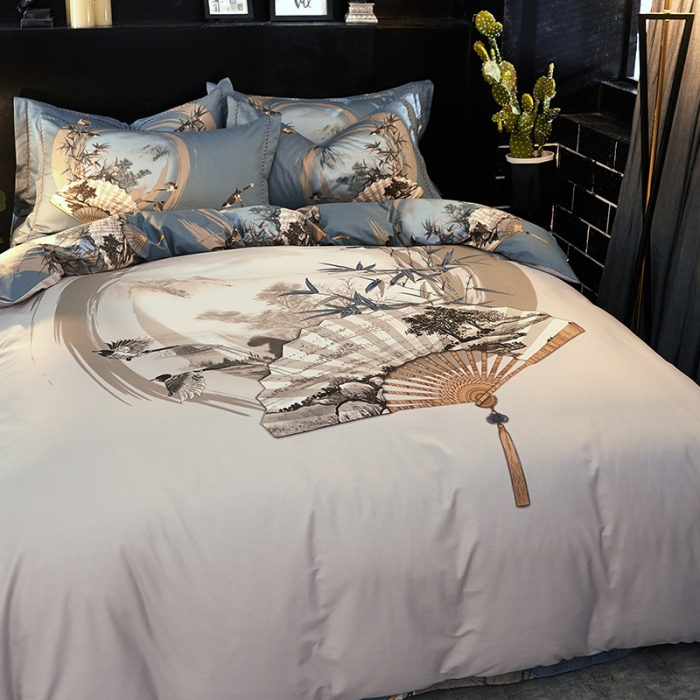 91家纺网 家纺一手货源 找家纺 雲归梦 活性大版全棉四件套床单款 惜江月