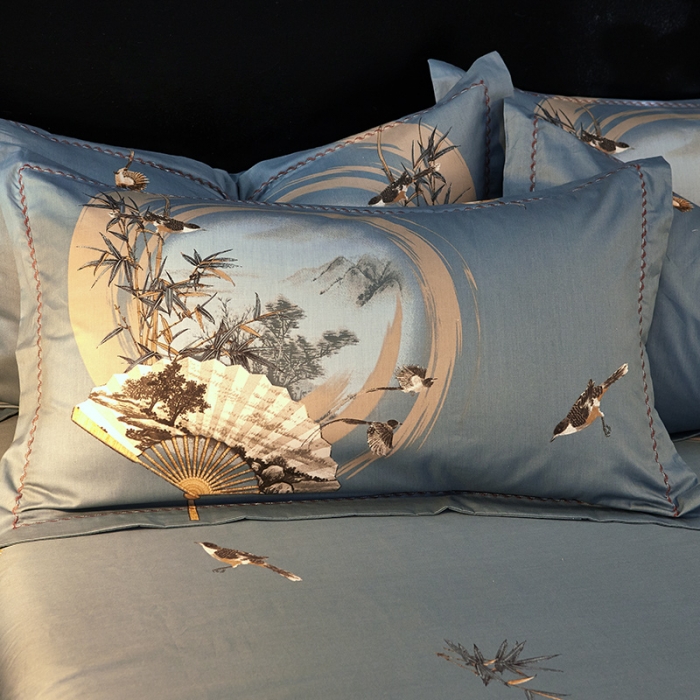 91家纺网 家纺一手货源 找家纺 雲归梦 活性大版全棉四件套床单款 惜江月