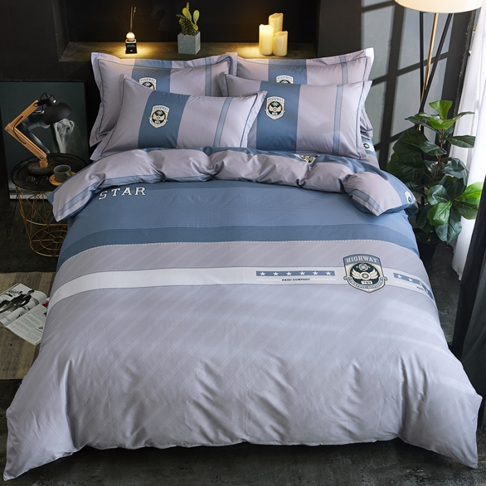 91家纺网 家纺一手货源 找家纺 雲归梦 2019全棉活性大版简约卡通风格四件套 贝格尔 