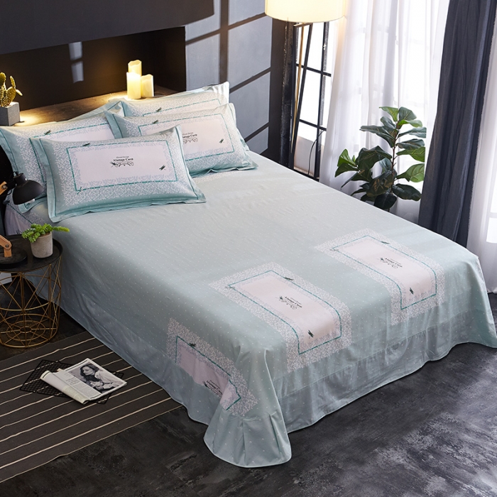 91家纺网 家纺一手货源 找家纺 雲归梦 2019全棉活性大版简约卡通风格四件套 芳草悠悠