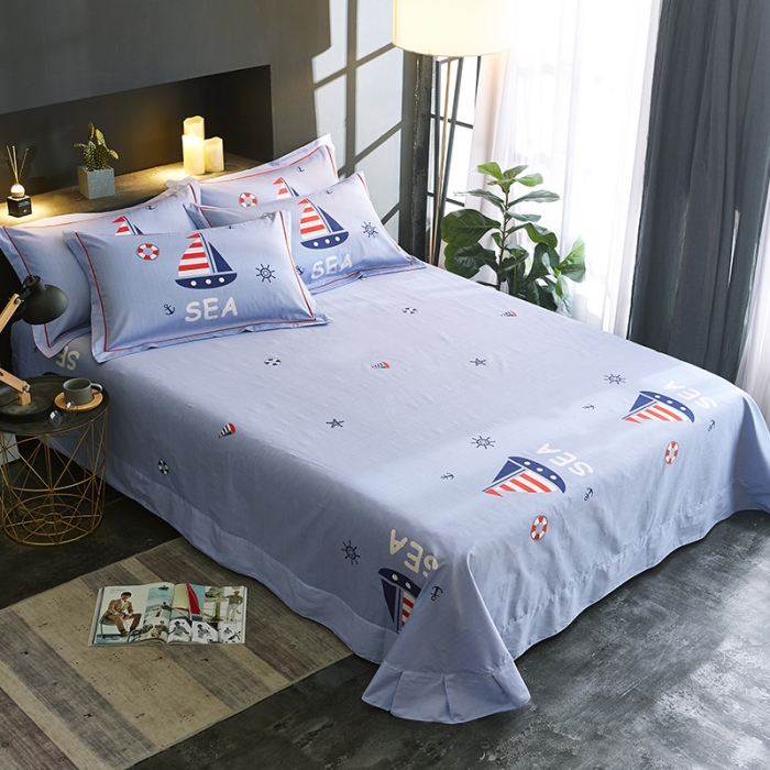 91家纺网 家纺一手货源 找家纺 雲归梦 2019全棉活性大版简约卡通风格四件套 航海时代