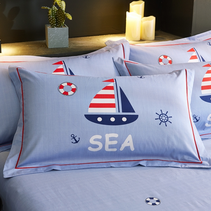 91家纺网 家纺一手货源 找家纺 雲归梦 2019全棉活性大版简约卡通风格四件套 航海时代