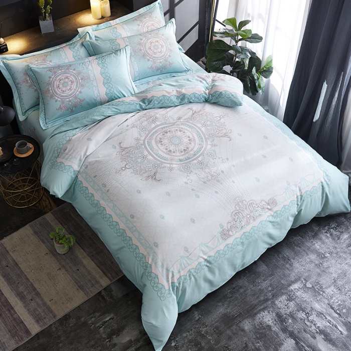 91家纺网 家纺一手货源 找家纺 雲归梦 2019全棉活性大版简约卡通风格四件套 名门世家