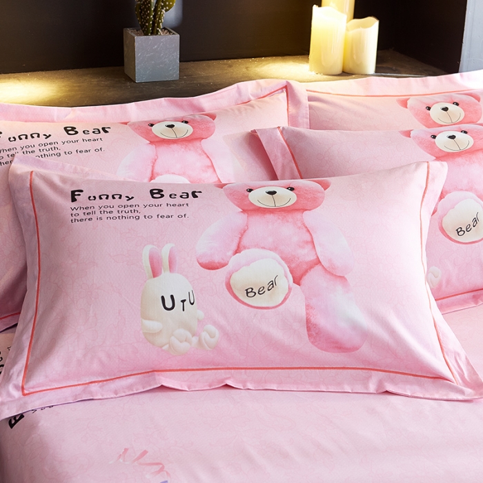 91家纺网 家纺一手货源 找家纺 雲归梦 2019全棉活性大版简约卡通风格四件套 趣味熊