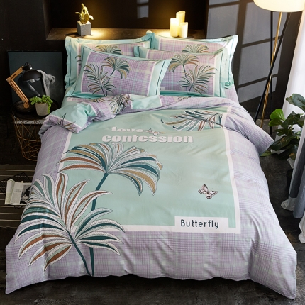 雲归梦 2019全棉活性大版简约卡通风格四件套 热浪