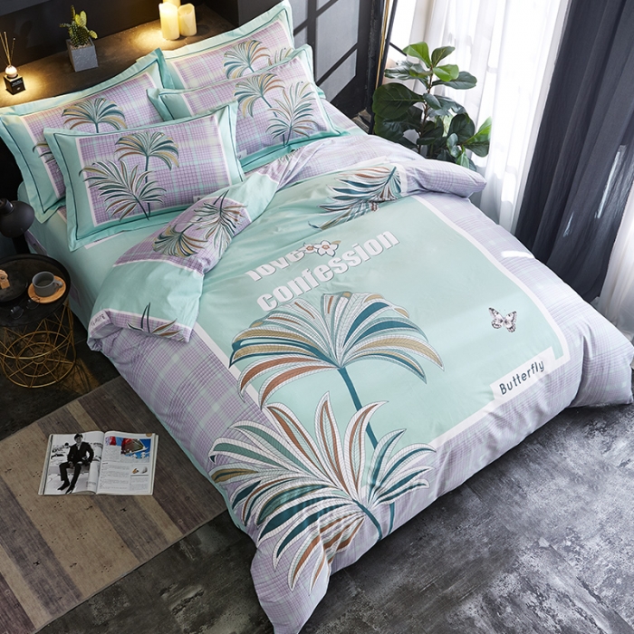 91家纺网 家纺一手货源 找家纺 雲归梦 2019全棉活性大版简约卡通风格四件套 热浪