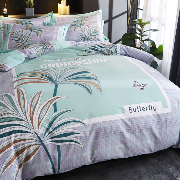 91家纺网 家纺一手货源 找家纺 雲归梦 2019全棉活性大版简约卡通风格四件套 热浪