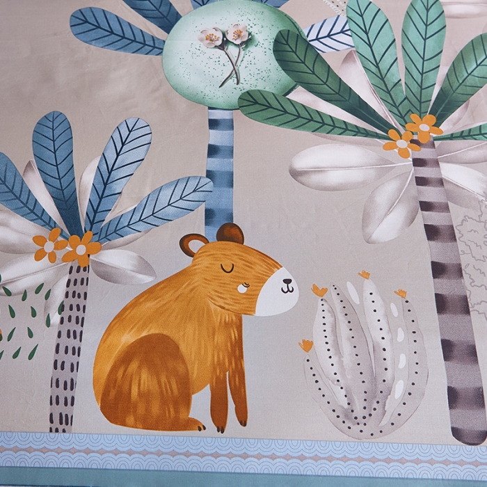 91家纺网 家纺一手货源 找家纺 雲归梦 2019全棉活性大版简约卡通风格四件套 森系萌宠