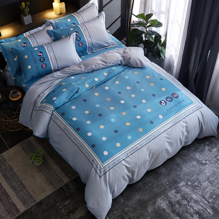 91家纺网 家纺一手货源 找家纺 雲归梦 2019全棉活性大版简约卡通风格四件套  小世界