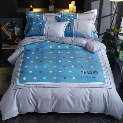 91家纺网 家纺一手货源 找家纺 雲归梦 2019全棉活性大版简约卡通风格四件套  小世界