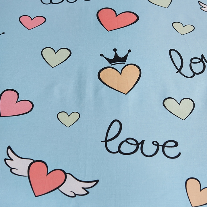 91家纺网 家纺一手货源 找家纺 雲归梦 2019全棉活性大版简约卡通风格四件套 心飞扬