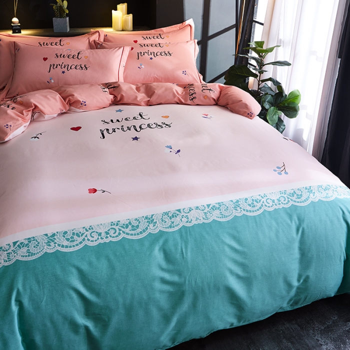 91家纺网 家纺一手货源 找家纺 雲归梦 2019全棉活性大版简约卡通风格四件套 幸福起点