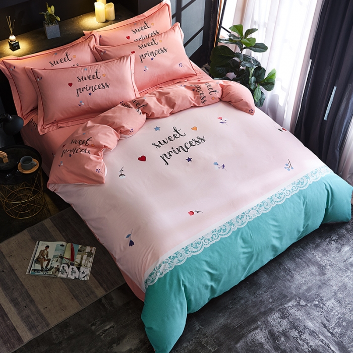 91家纺网 家纺一手货源 找家纺 雲归梦 2019全棉活性大版简约卡通风格四件套 幸福起点