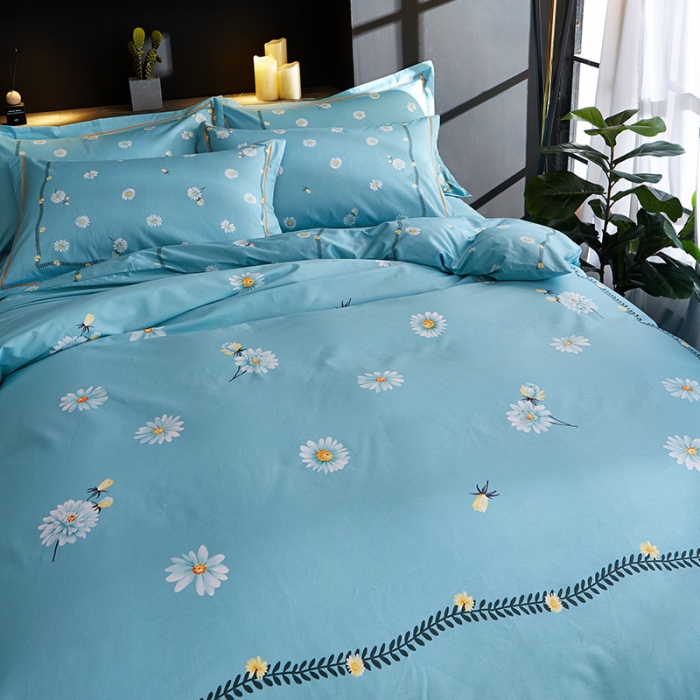 91家纺网 家纺一手货源 找家纺 雲归梦 2019全棉活性大版简约卡通风格四件套 烟萝