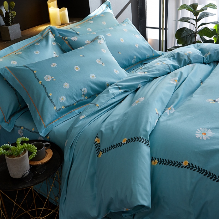 91家纺网 家纺一手货源 找家纺 雲归梦 2019全棉活性大版简约卡通风格四件套 烟萝