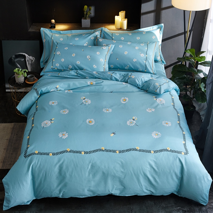 91家纺网 家纺一手货源 找家纺 雲归梦 2019全棉活性大版简约卡通风格四件套 烟萝