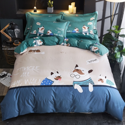 雲归梦 2019全棉活性大版简约卡通风格四件套 悠哈