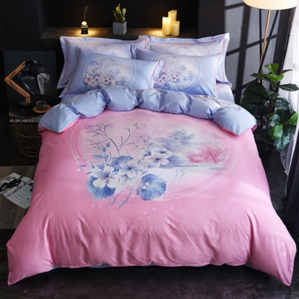 91家纺网 家纺一手货源 找家纺 （总）雲归梦 2019全棉活性大版中国风花卉四件套