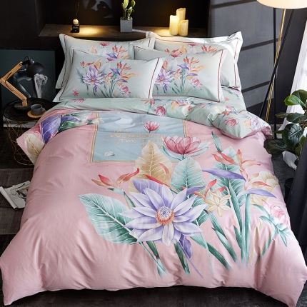 91家纺网 家纺一手货源 找家纺 （总）雲归梦 2019全棉活性大版中国风花卉四件套