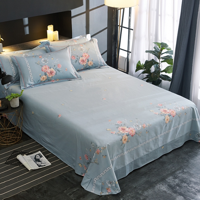 91家纺网 家纺一手货源 找家纺 雲归梦 2019全棉活性大版中国风花卉四件套 春意浓浓