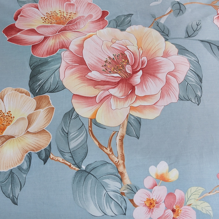 91家纺网 家纺一手货源 找家纺 雲归梦 2019全棉活性大版中国风花卉四件套 春意浓浓