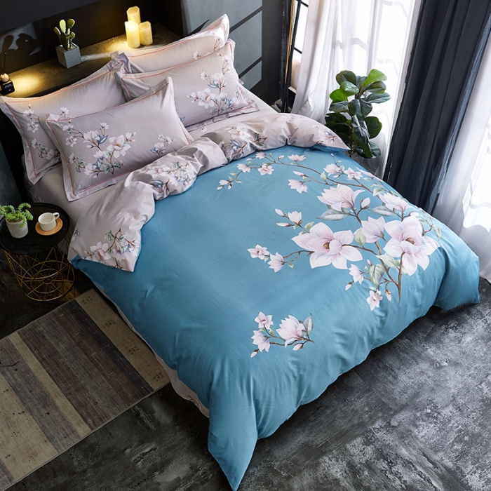 91家纺网 家纺一手货源 找家纺 雲归梦 2019全棉活性大版中国风花卉四件套 芳华