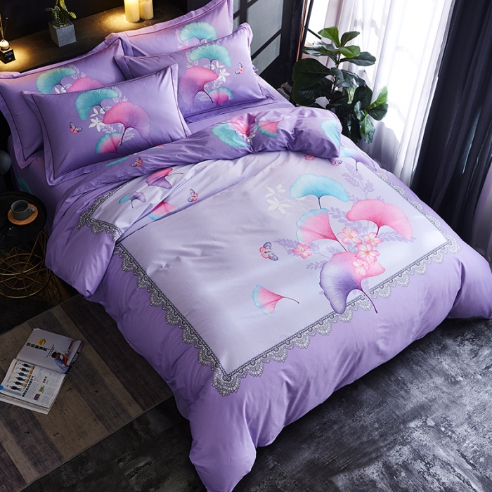 91家纺网 家纺一手货源 找家纺 雲归梦 2019全棉活性大版中国风花卉四件套 风华杏语