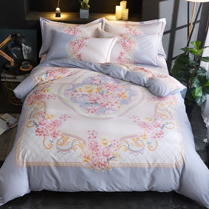 雲归梦 2019全棉活性大版中国风花卉四件套 花韵倾城