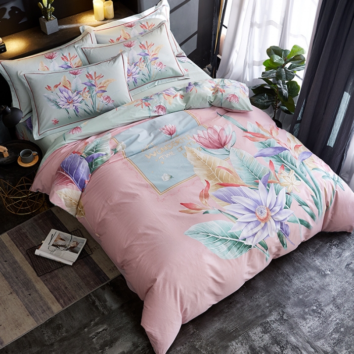 91家纺网 家纺一手货源 找家纺 雲归梦 2019全棉活性大版中国风花卉四件套 绮丽花开