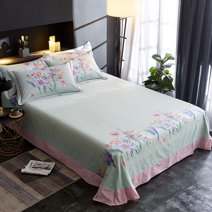 91家纺网 家纺一手货源 找家纺 雲归梦 2019全棉活性大版中国风花卉四件套 绮丽花开