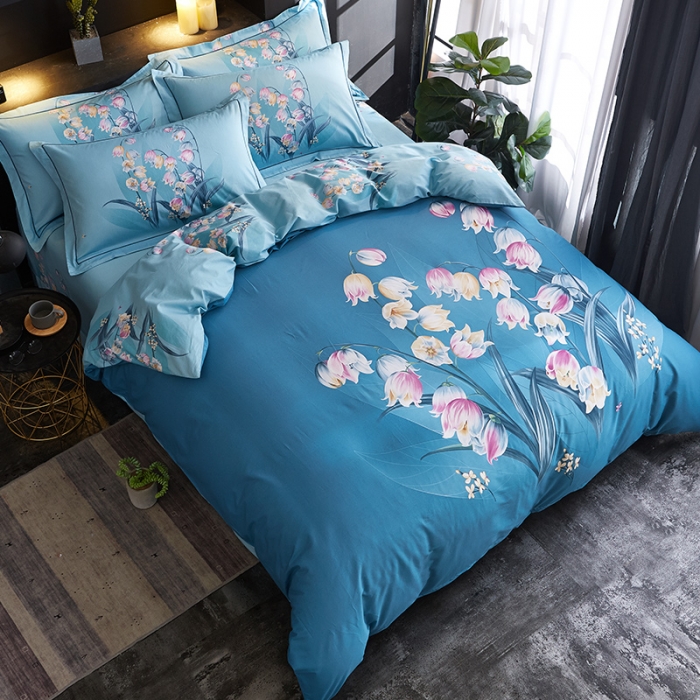 91家纺网 家纺一手货源 找家纺 雲归梦 2019全棉活性大版中国风花卉四件套 岁月静好