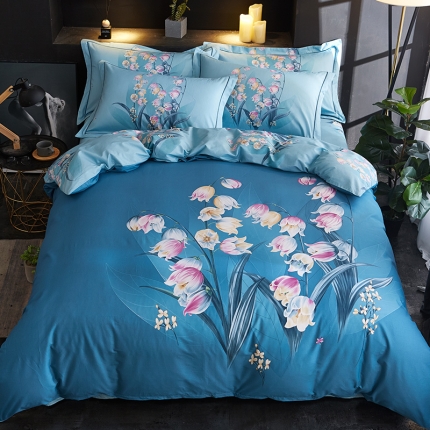 91家纺网 家纺一手货源 找家纺 雲归梦 2019全棉活性大版中国风花卉四件套 岁月静好