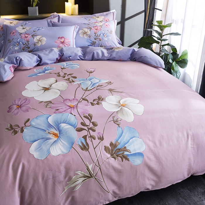 91家纺网 家纺一手货源 找家纺 雲归梦 2019全棉活性大版中国风花卉四件套 香颂