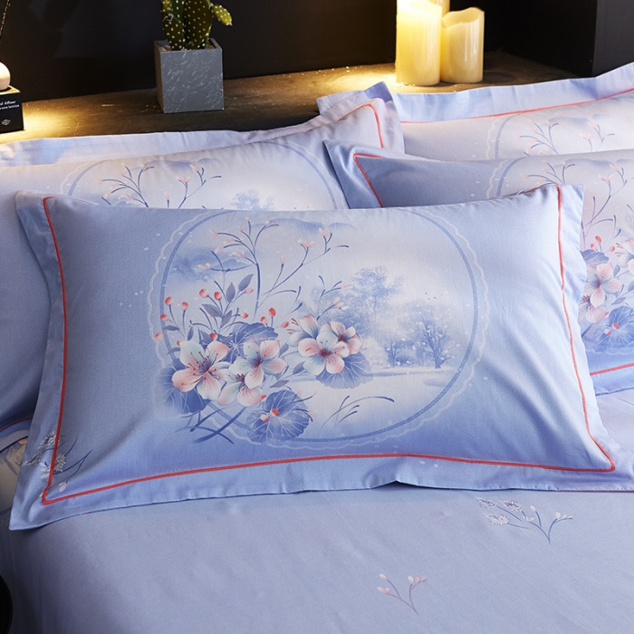 91家纺网 家纺一手货源 找家纺 雲归梦 2019全棉活性大版中国风花卉四件套 一抹幽兰