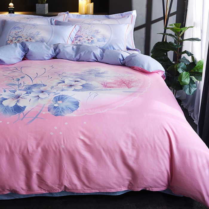 91家纺网 家纺一手货源 找家纺 雲归梦 2019全棉活性大版中国风花卉四件套 一抹幽兰