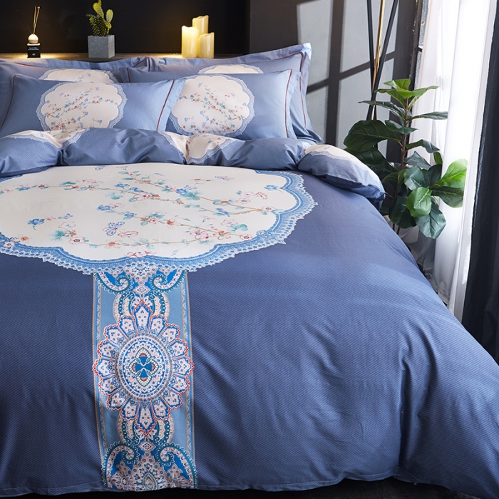 91家纺网 家纺一手货源 找家纺 雲归梦 2019全棉活性大版中国风花卉四件套 云锦织