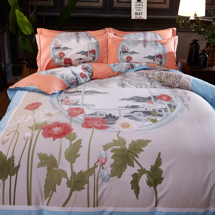 91家纺网 家纺一手货源 找家纺 （总）雲归梦活性大版匹马棉-中国风花型（床单款）