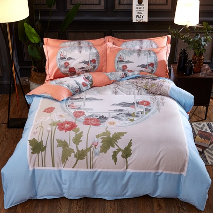 （总）雲归梦活性大版匹马棉-中国风花型（床单款）