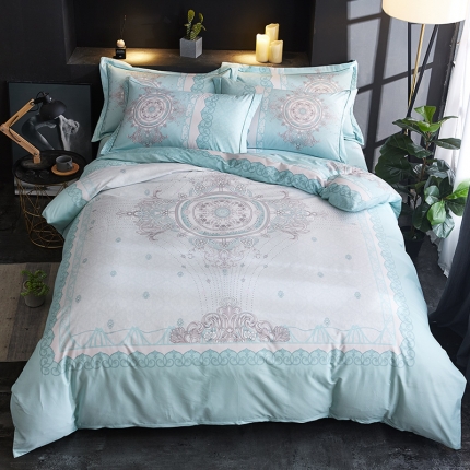 91家纺网 家纺一手货源 找家纺 （总）雲归梦 2019全棉活性大版简约卡通风格四件套